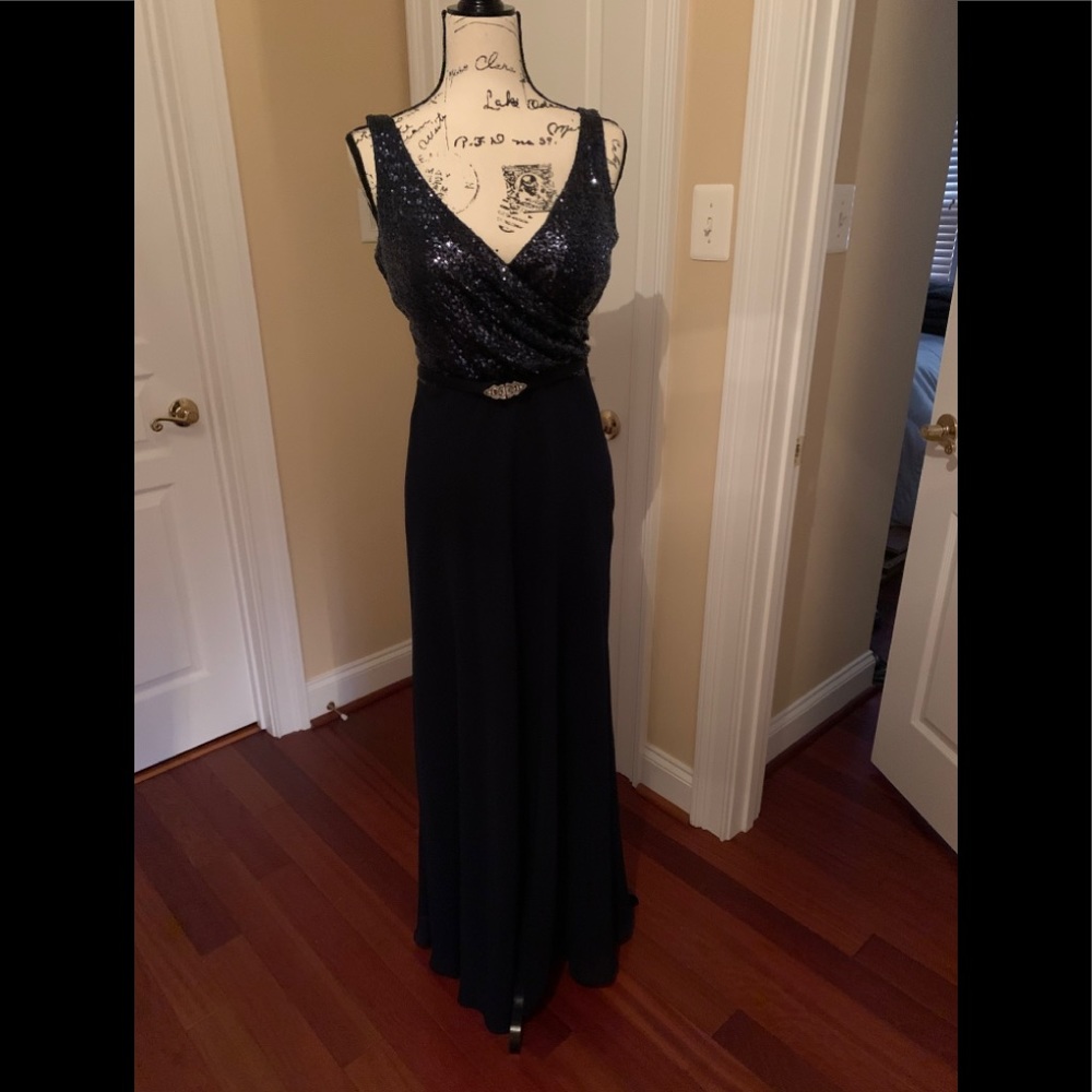Ralph Lauren Sequence Gown Dress Blue 10P Petite
